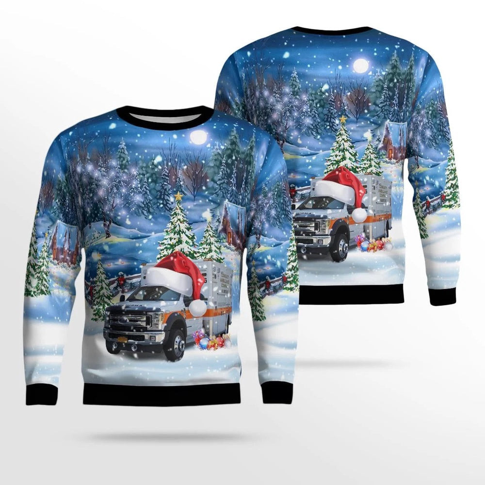Sayville New York Community Ambulance Company AOP Ugly Sweater Unisex Christmas Gift