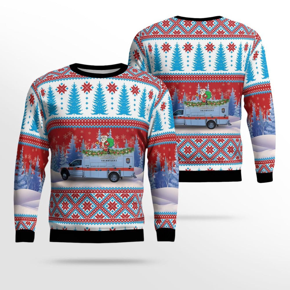 Sayville New York Community Ambulance of Sayville Christmas Ugly Sweater Unisex Christmas Gift