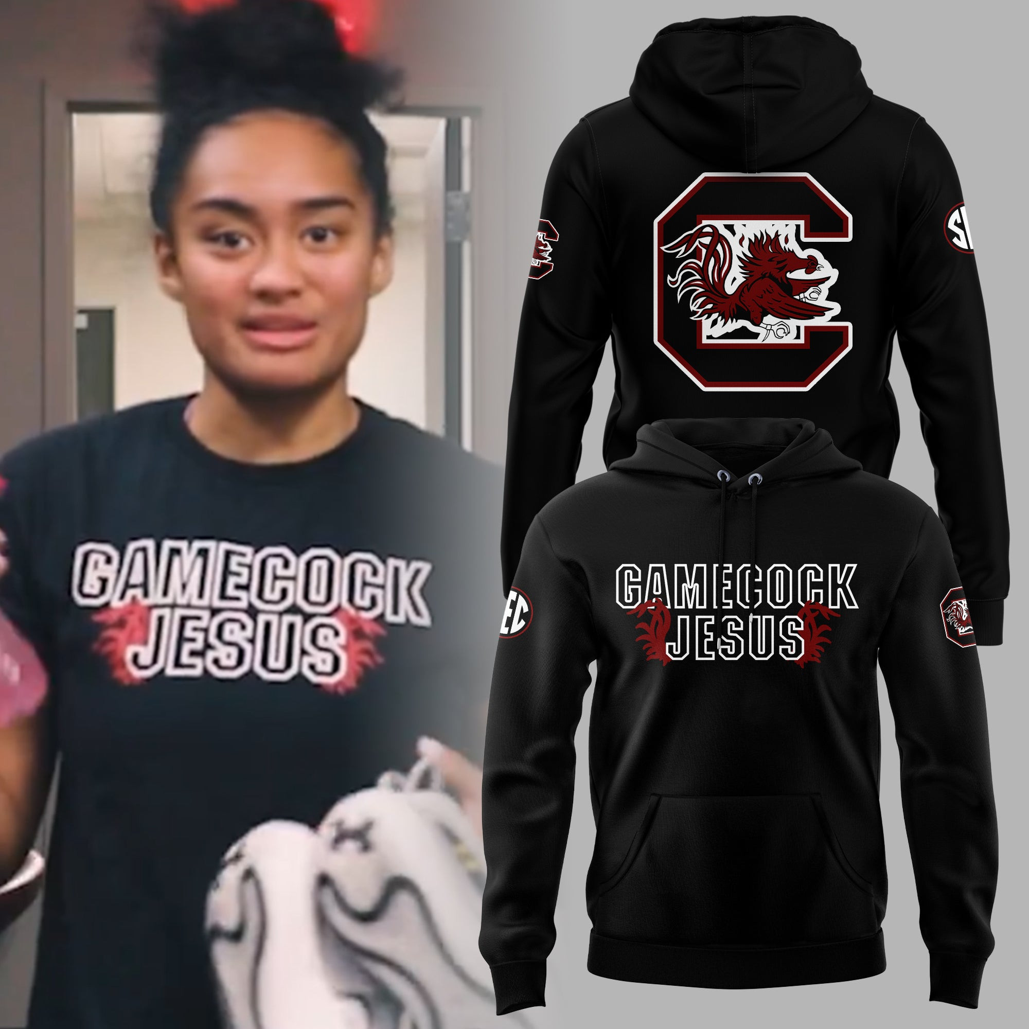 SC Gamecock Jesus Hoodie Black South Carolina Gamecocks Merchandise Best Gifts For Fans