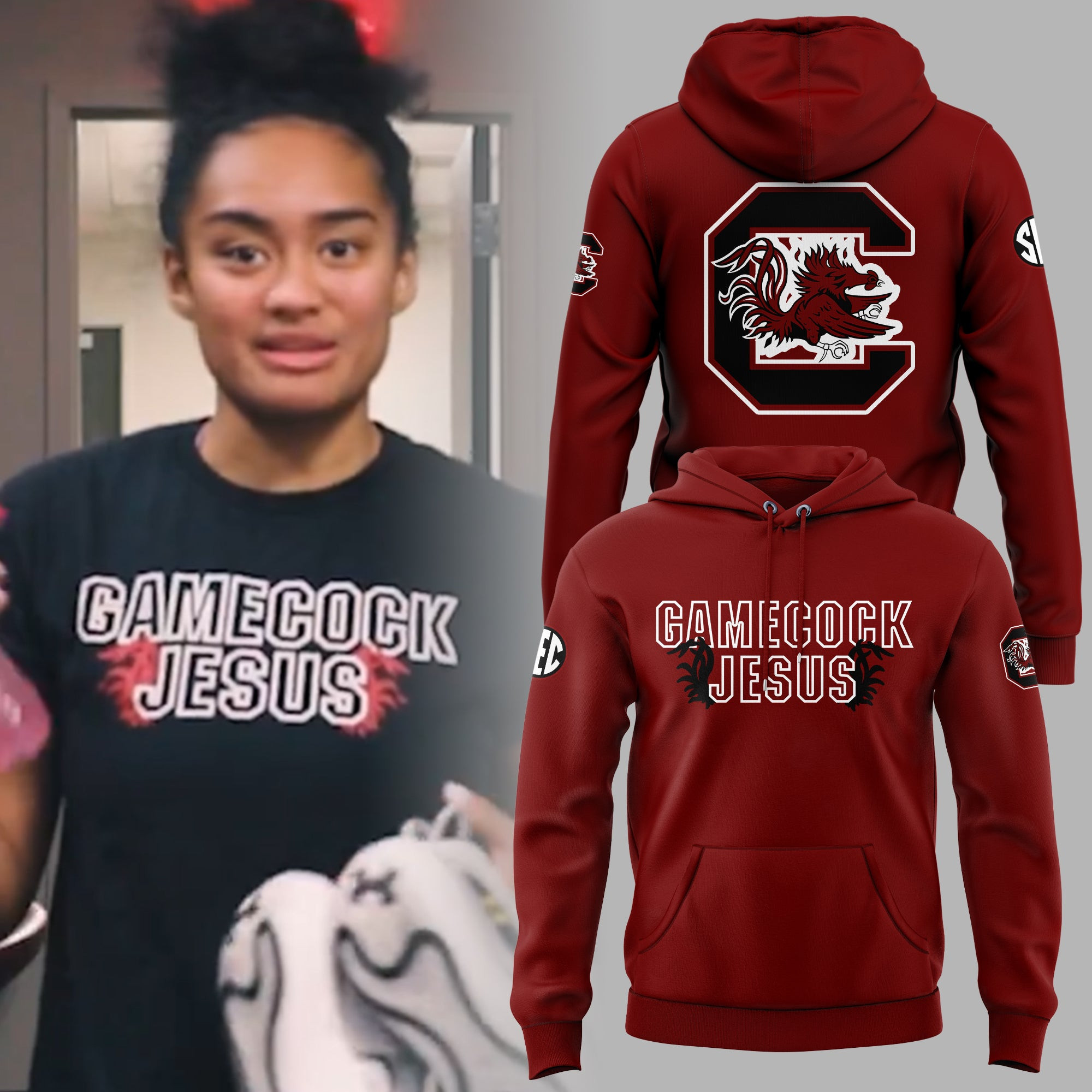 SC Gamecock Jesus Hoodie South Carolina Gamecocks Hoodie Red Maroon Fan Merchandise