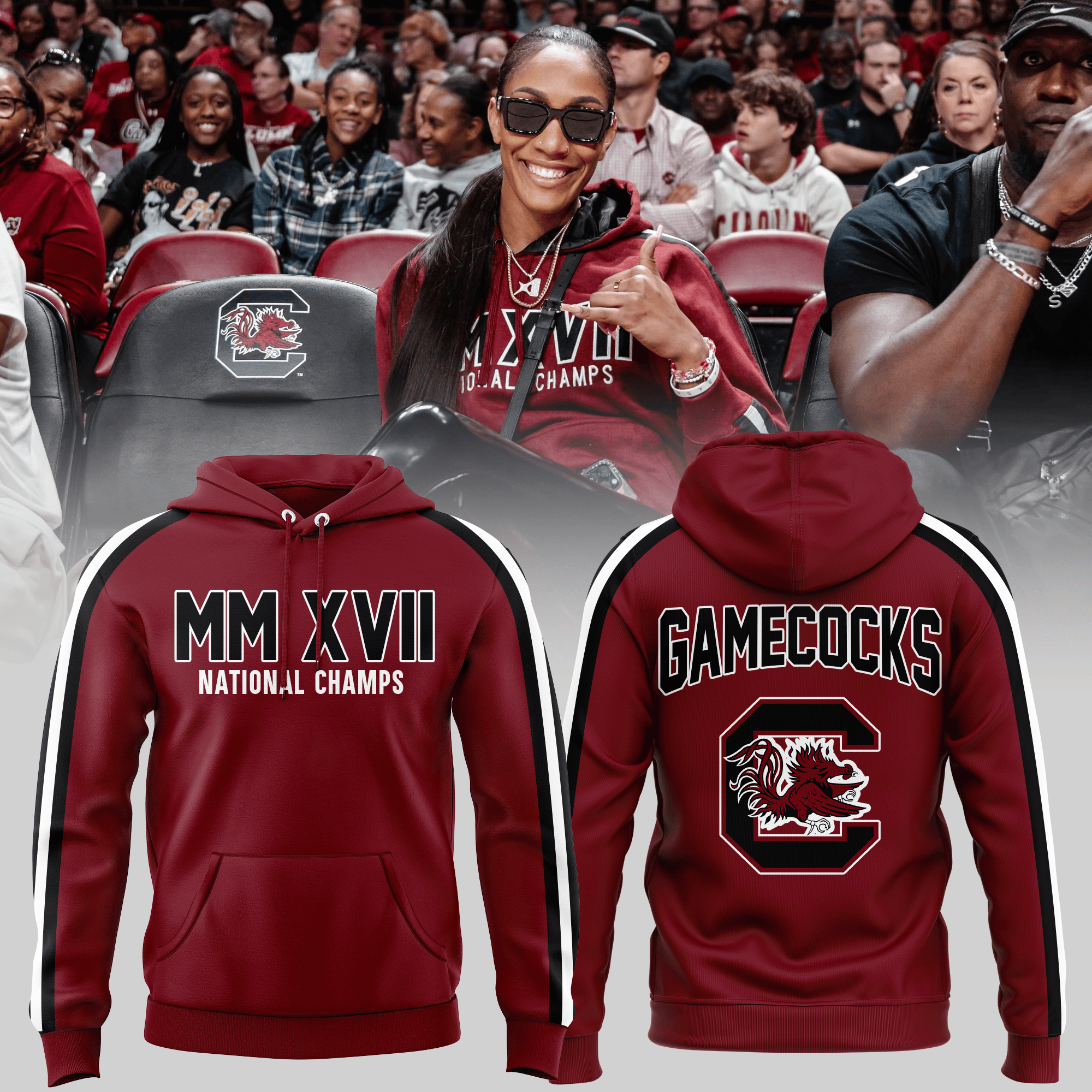 SC Gamecocks Women's Basketball MM XVII National Champs Hoodie South Carolina Gamecocks
