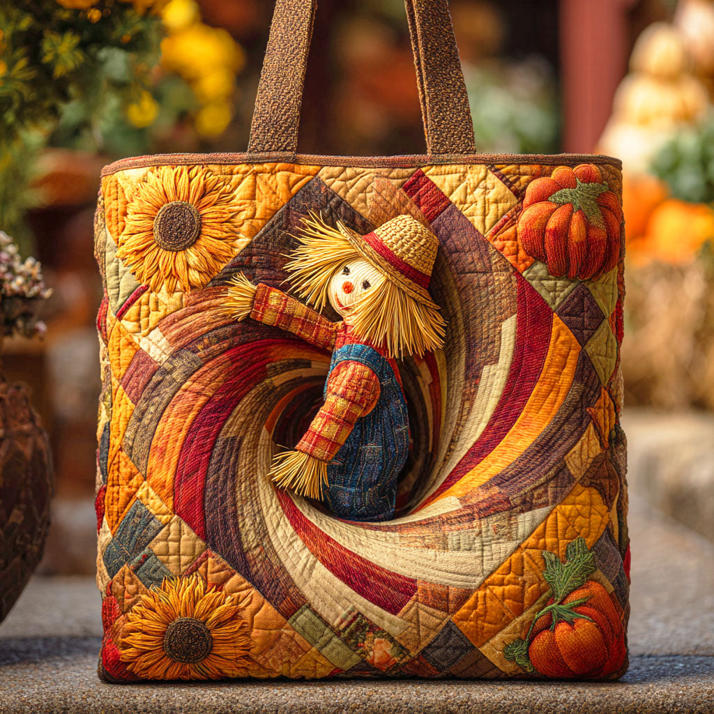 Scarecrow Field Quilted Tote Bag Best Autumn Gifts