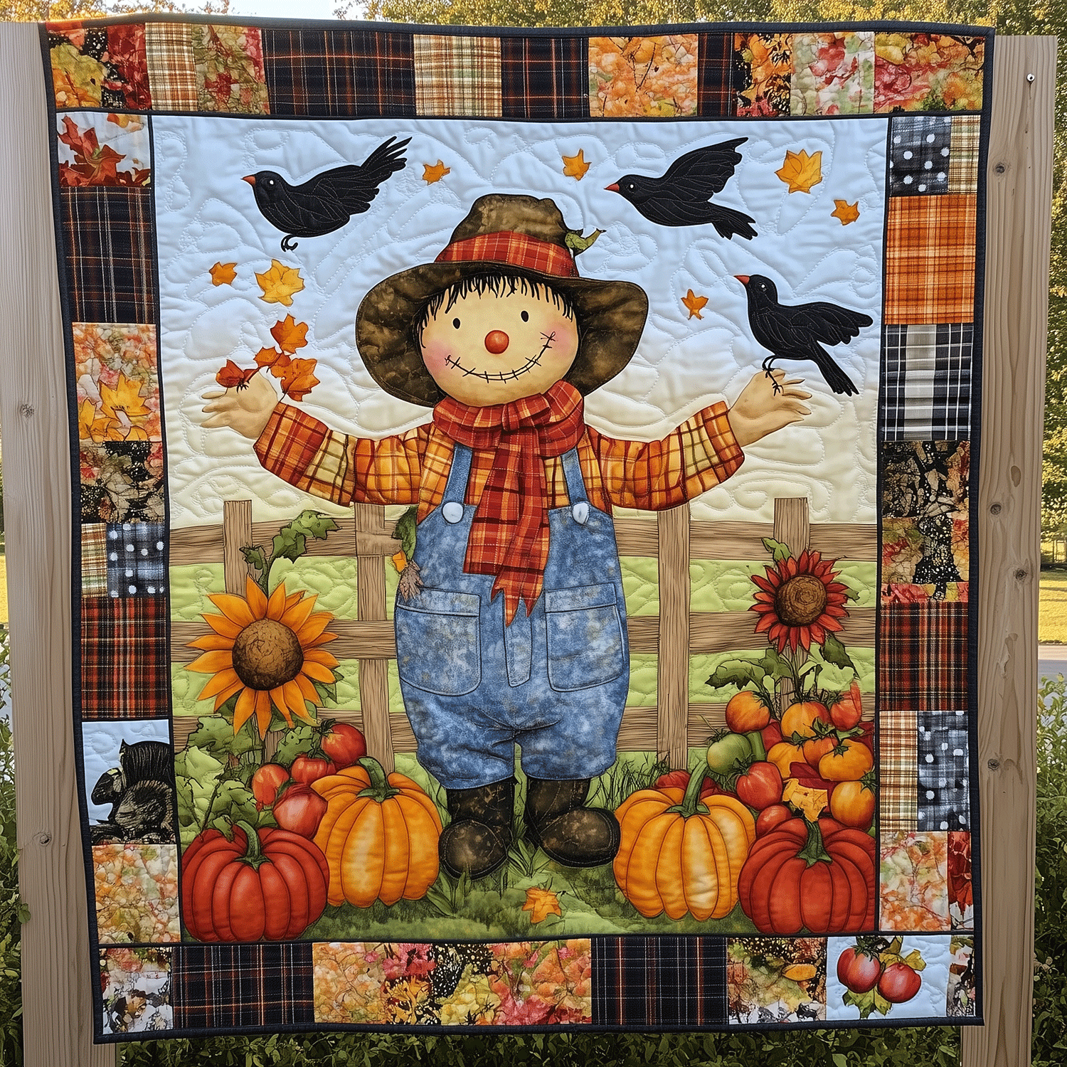 Scarecrow Happiness Quilted Blanket Gift For Mid Autumn Festival