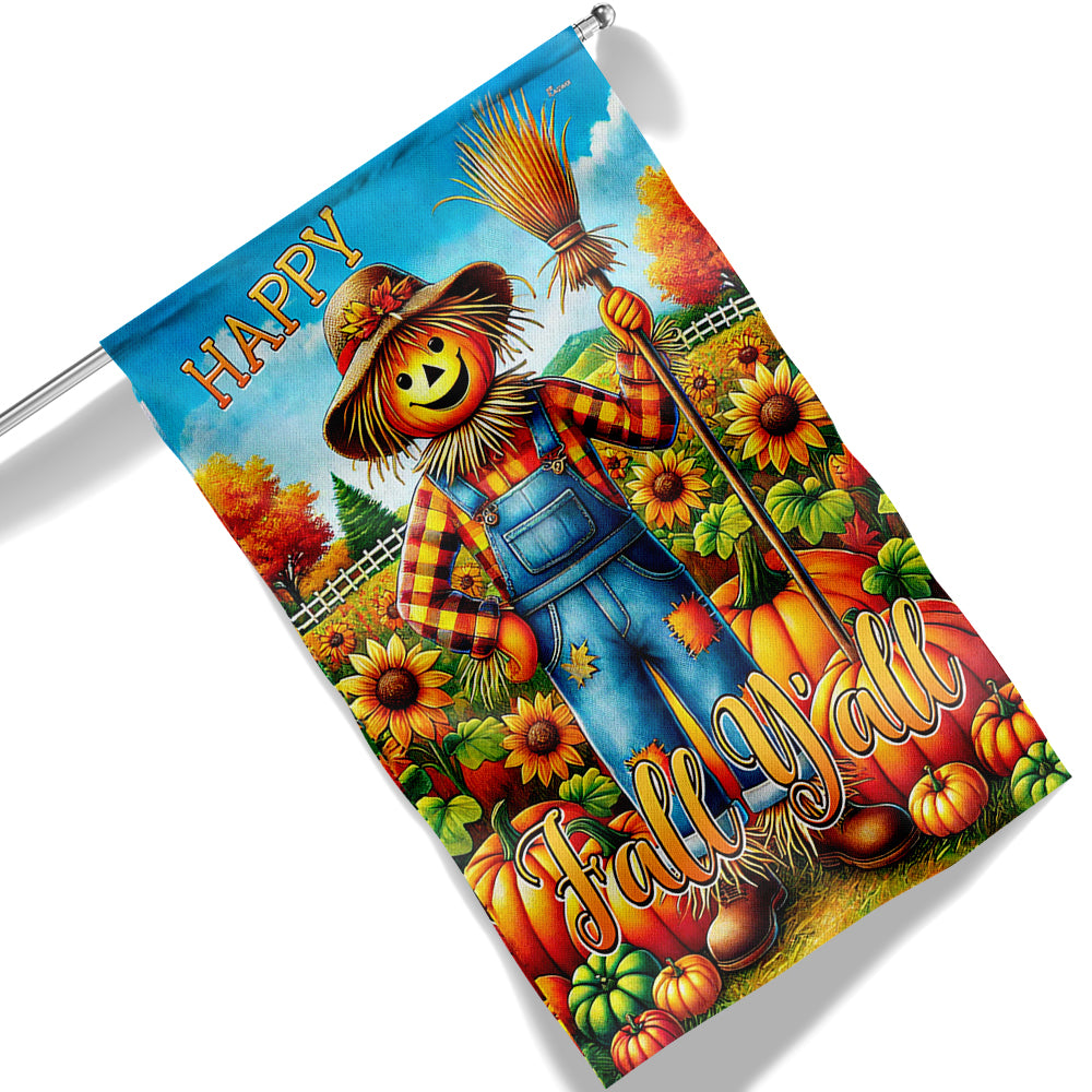 Scarecrow Harvest Pumpkins Happy Fall Flag