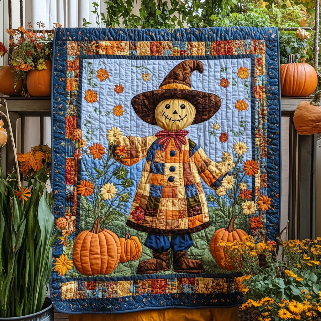 Scarecrow Harvest Vibe Quilted Blanket Gift Ideas For Fall