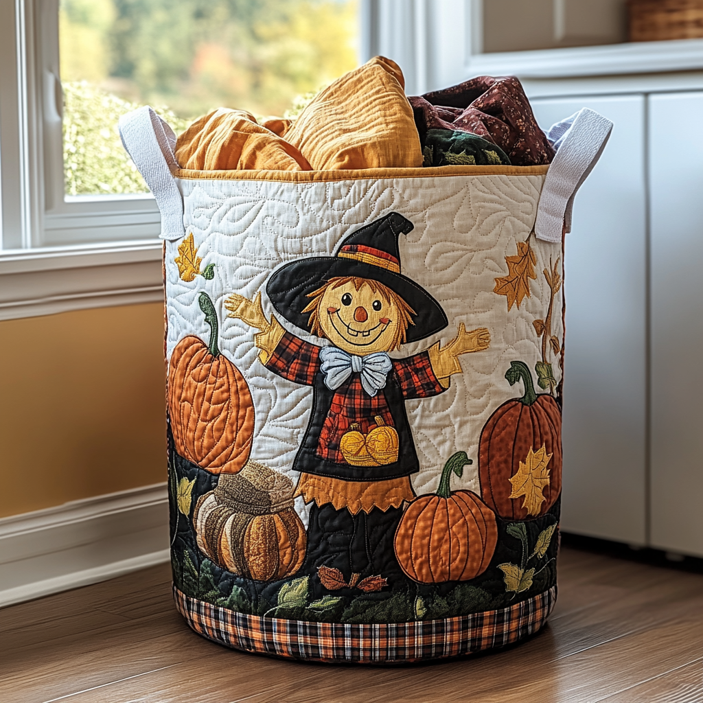 Scarecrow Patch Quilted Laundry Basket Creative Gift For Family