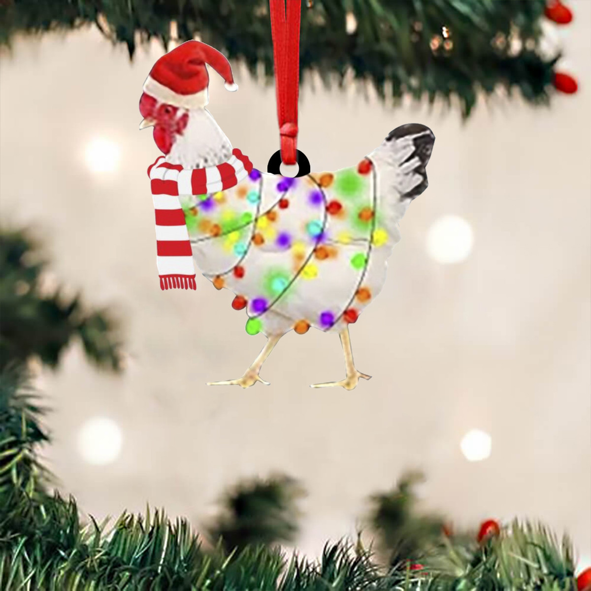 Scarf Chicken Santa And Christmas Light Ornaments Xmas Tree Decorations Ideas For Farm