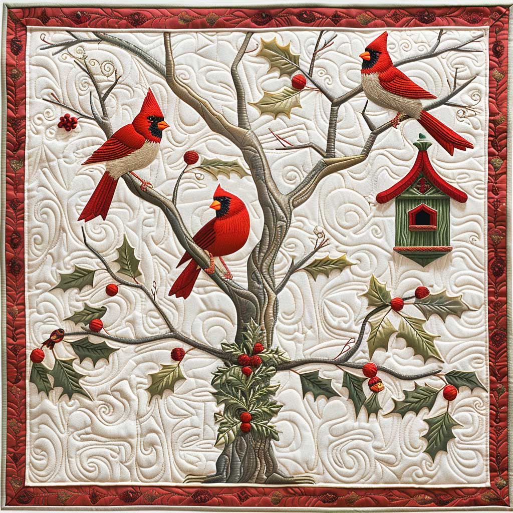 Scarlet Cardinals Quilt Blanket Christmas Throws Christmas Gift Ideas For Dad