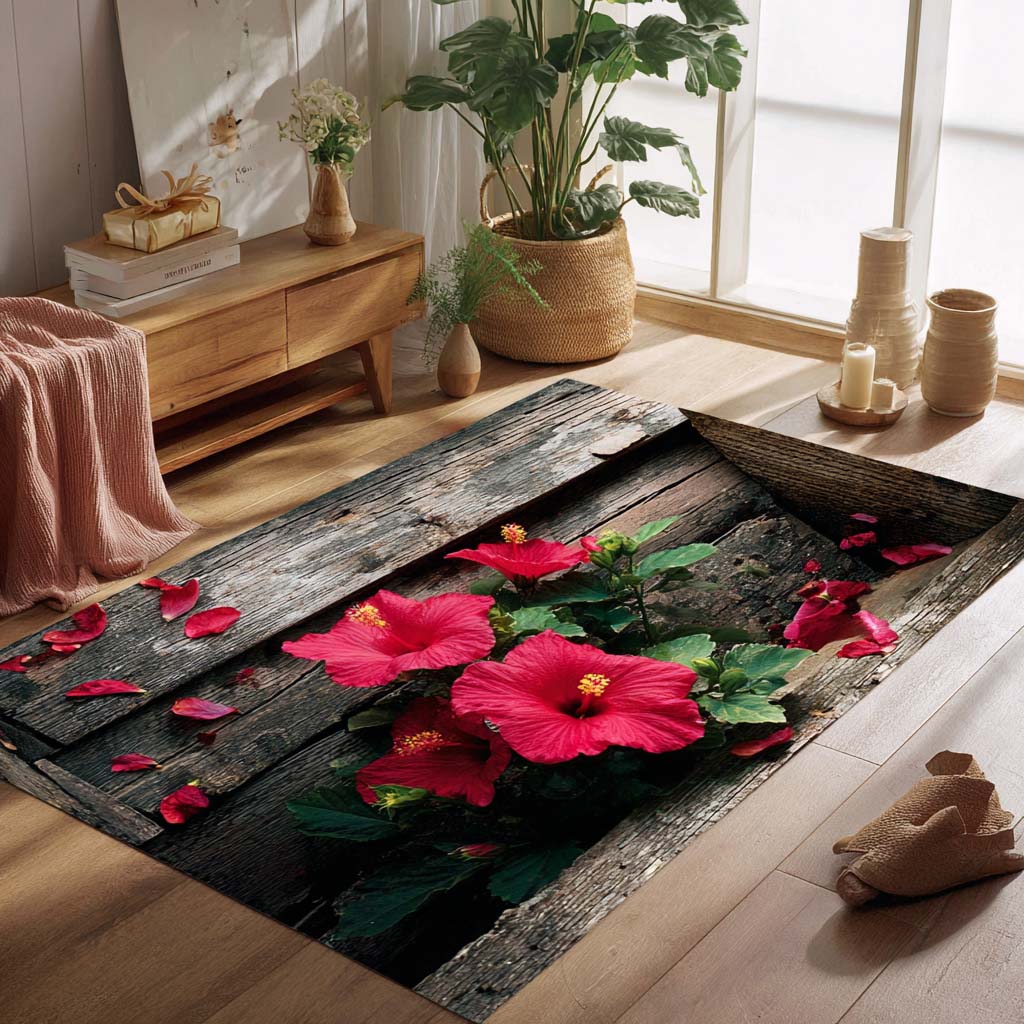 Scarlet Hibiscus Area Rug Large Outdoor Rug Gifts For A Daughter In Law For Christmas