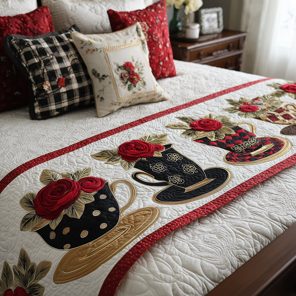 Scarlet Infusion Quilted Bed Runner Bed Decorations Tea Holiday Gifts