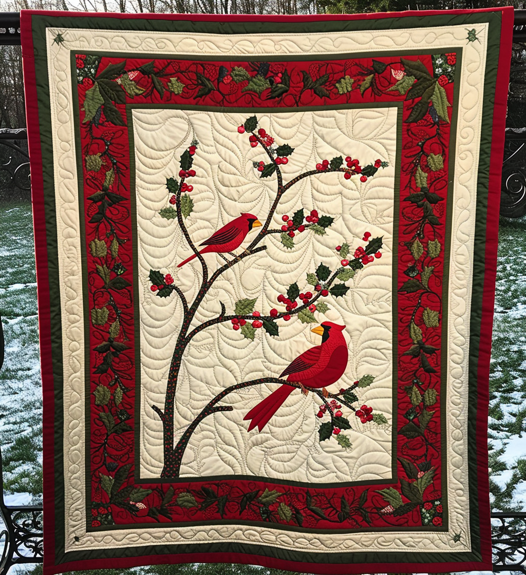 Scarlet Perch Quilted Blanket Unique Cardinal Gifts