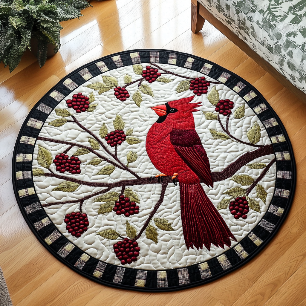 Scarlet Quilted Round Mat Outdoor Entryway Decor Hummingbird Gifts For Her
