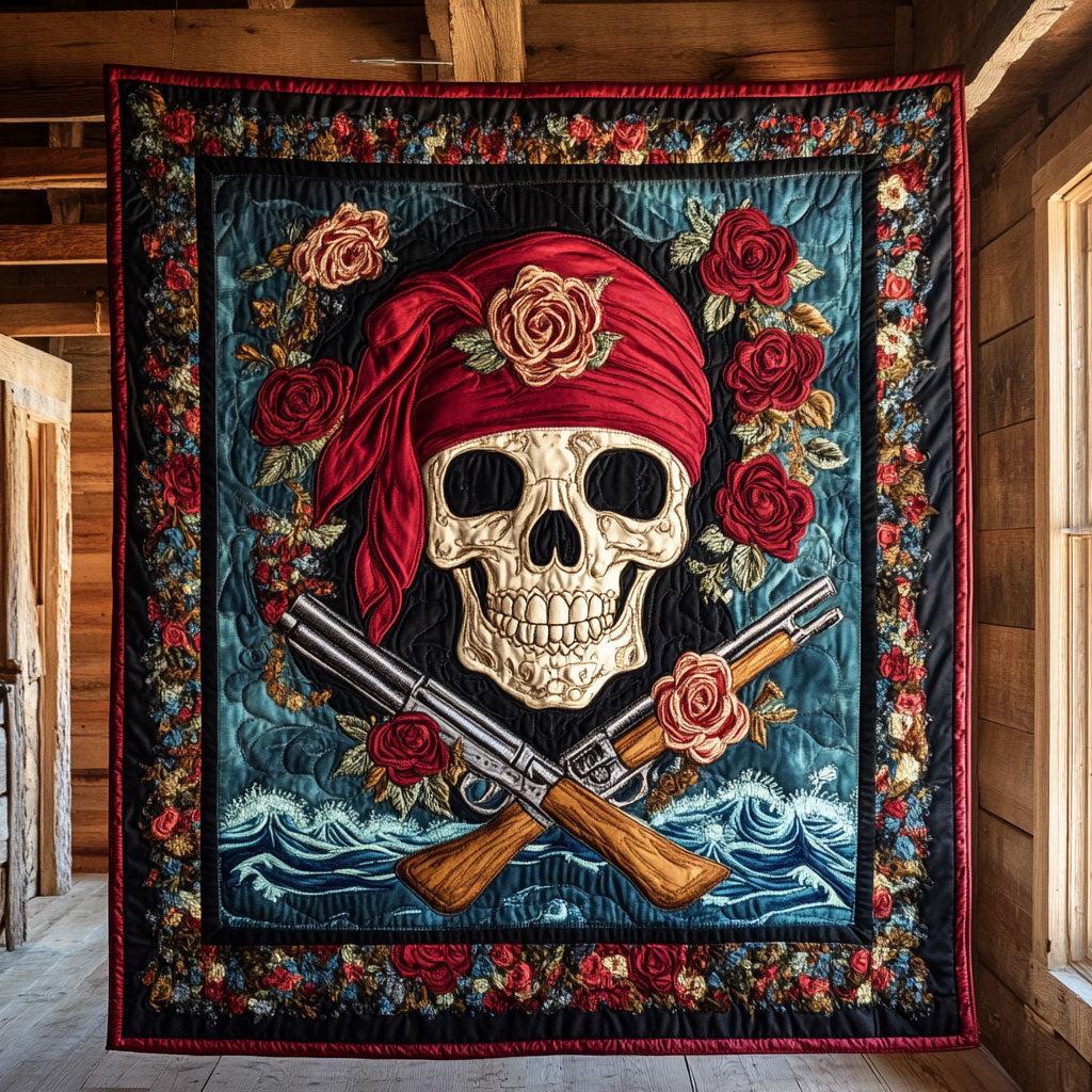 Scarlet Skull Quilt Unique Quilt Blanket Gift for Special Occasions