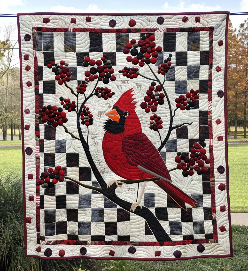 Scarlet Song Quilted Blanket Cardinal Gift Items
