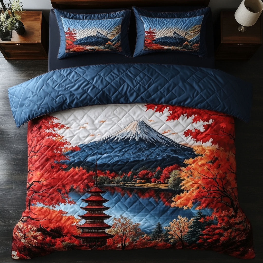 Scarlet Temple Sky Quilted Bedding Set Japanese Themed Room Decor Family To Family Christmas Gift Ideas