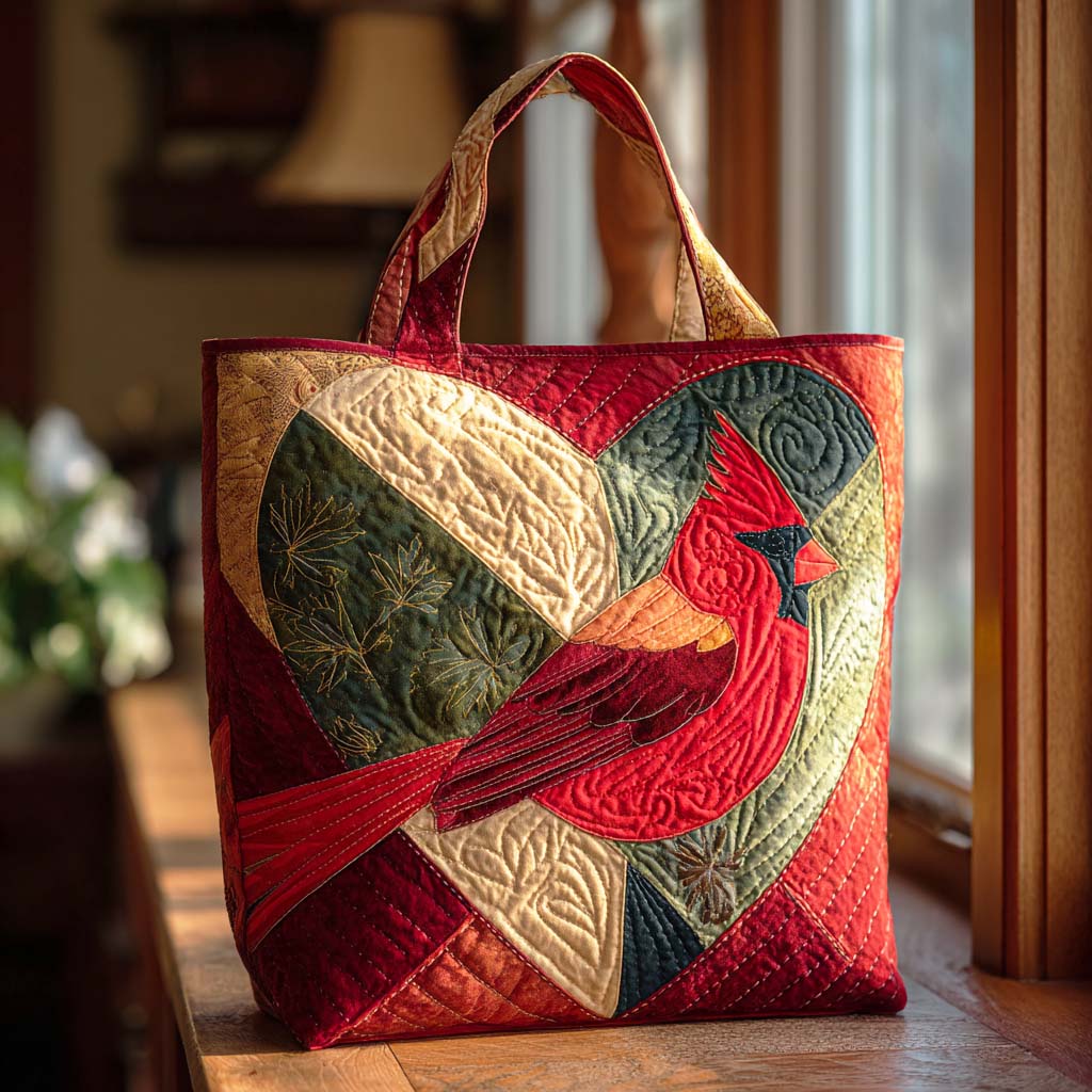 Scarlet Winter Quilted Tote Bag Cardinal Gifts For Her