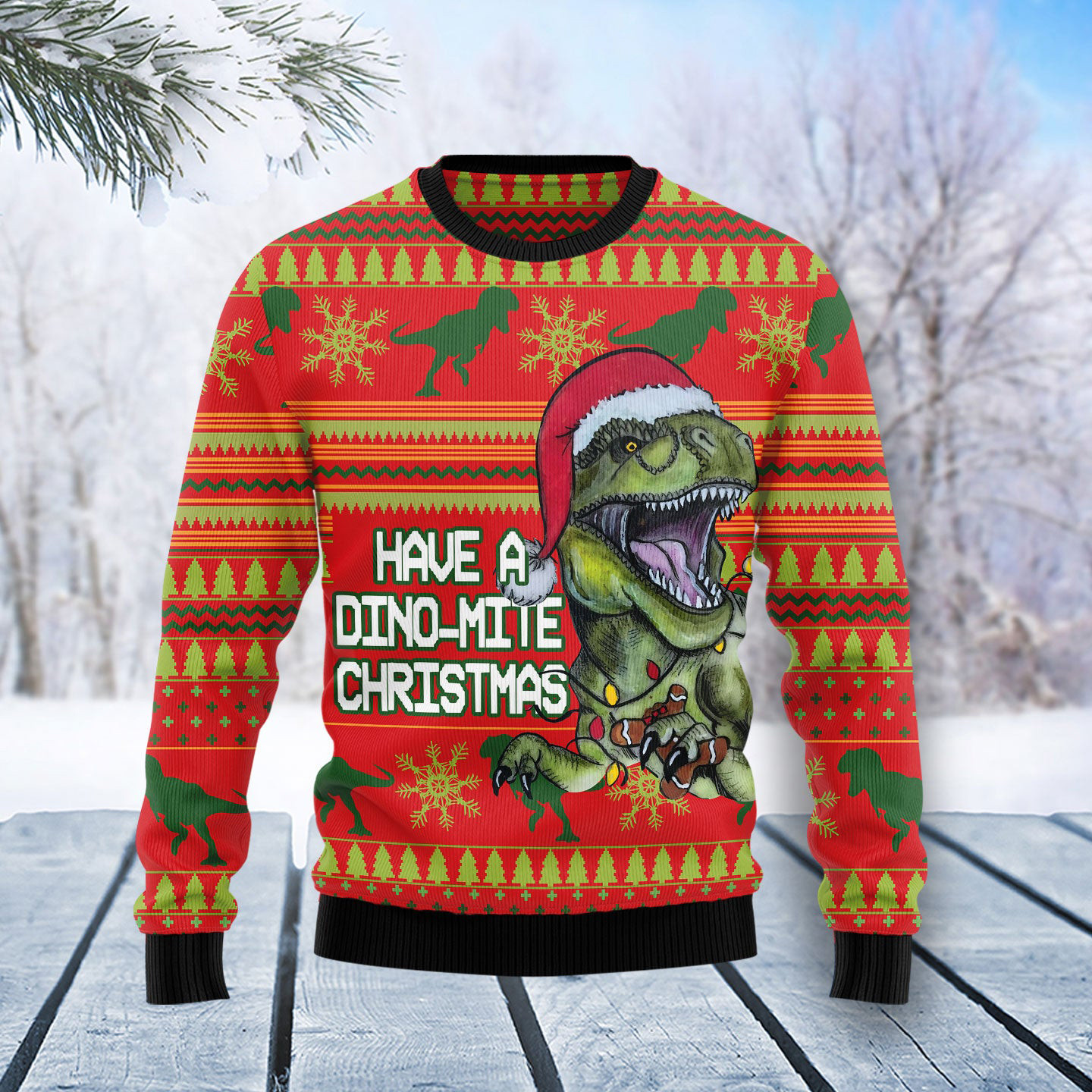 Scary Dinosaur Ugly Christmas Sweater Funny Christmas Sweater Dinosaur Lover Xmas Gifts