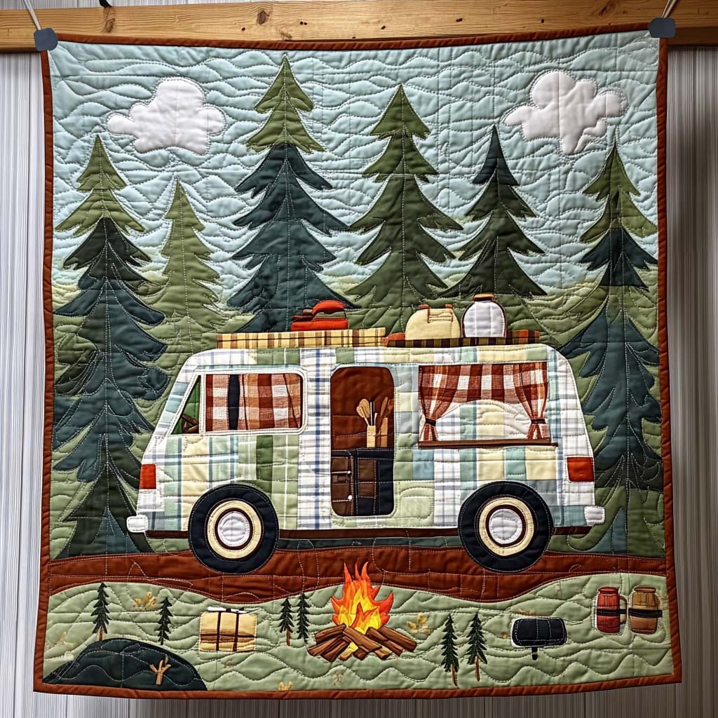 Scenic Camp Quilted Blanket Camping Gifts For Couples