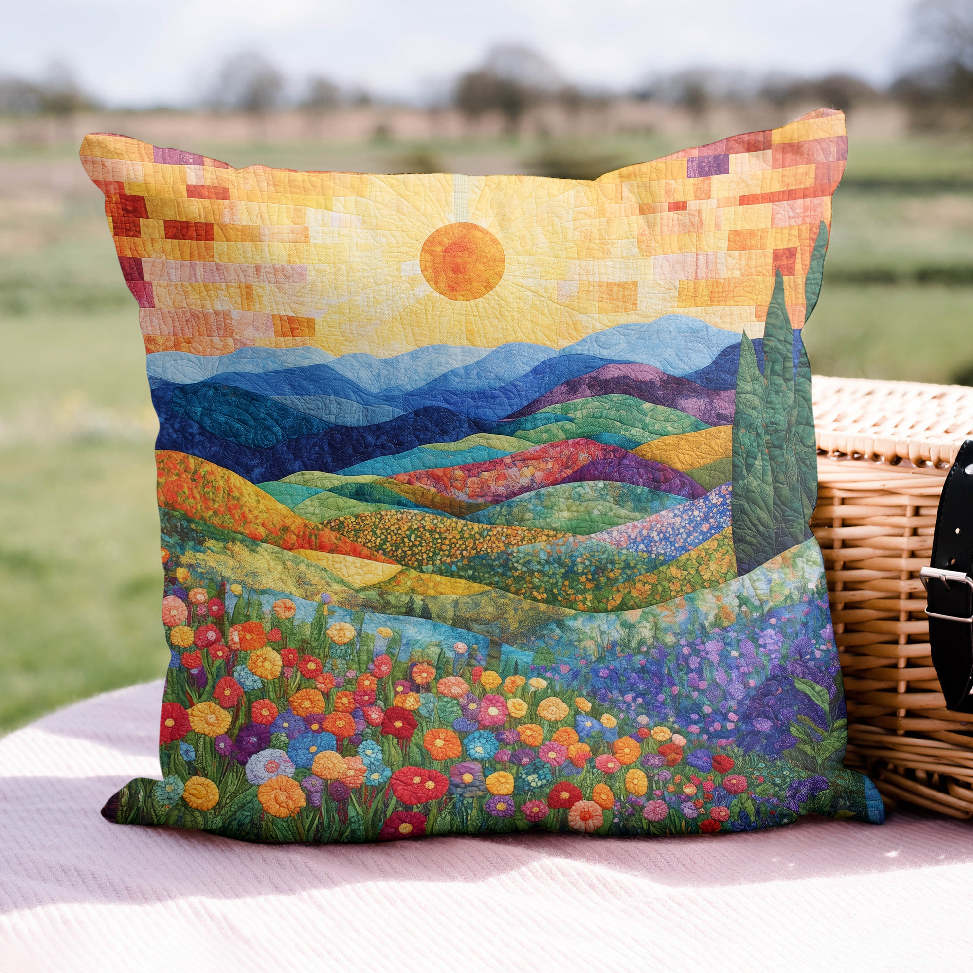 Scenic Florals Quilted Pillow Case Winter Pillow Cover