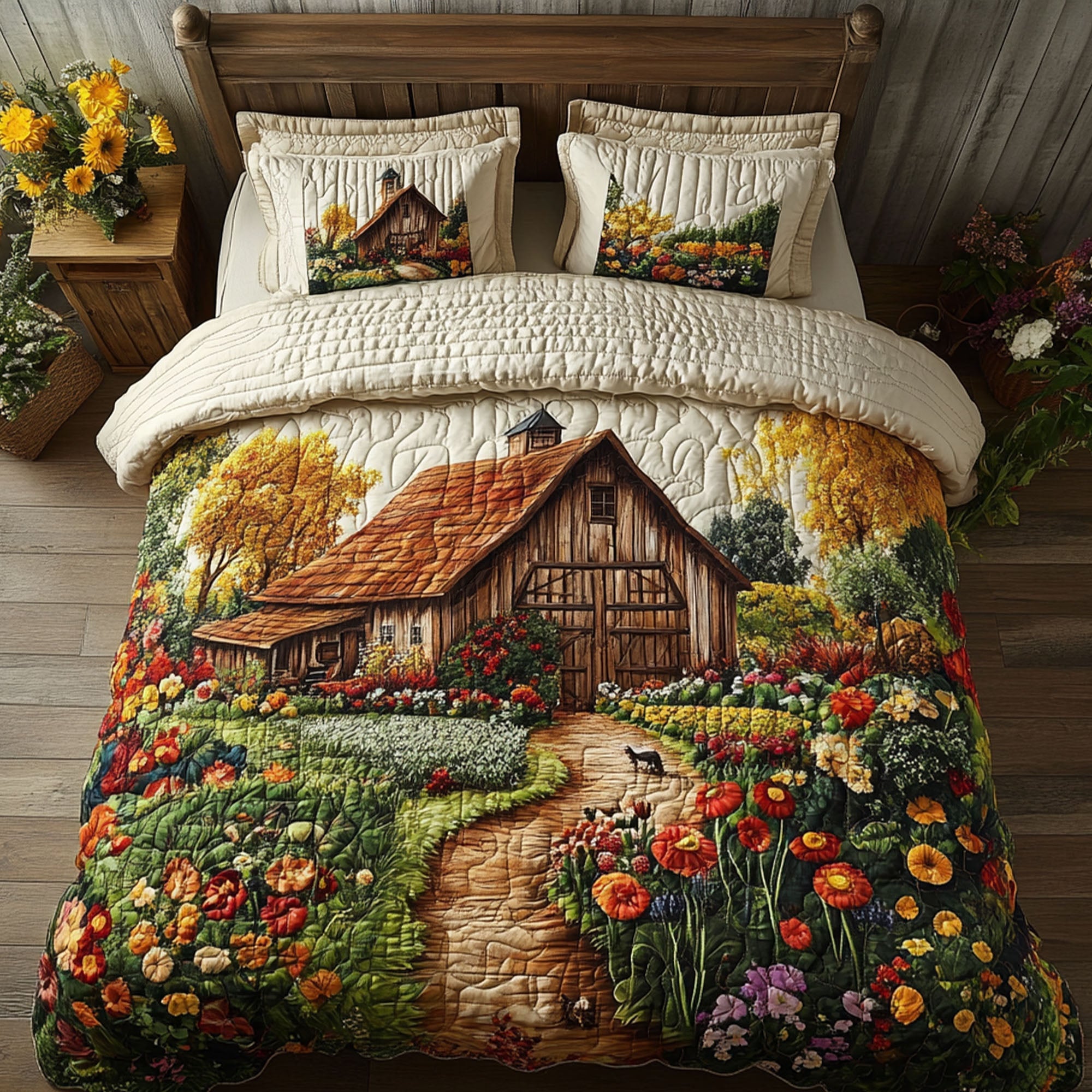 Scenic Homestead Quilted Bedding Set Cute Farmhouse Bedroom Ideas Good Family Gifts