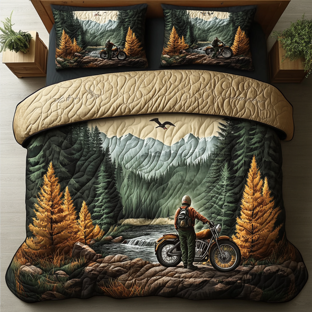 Scenic Journey Quilted Bedding Set Holiday Duvet Cover Set Camping Gifts For Couples