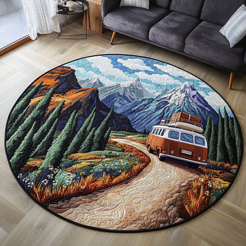Scenic Route Quilted Round Mat Christmas Entry Way Decor Xmas Presents For Inlaws