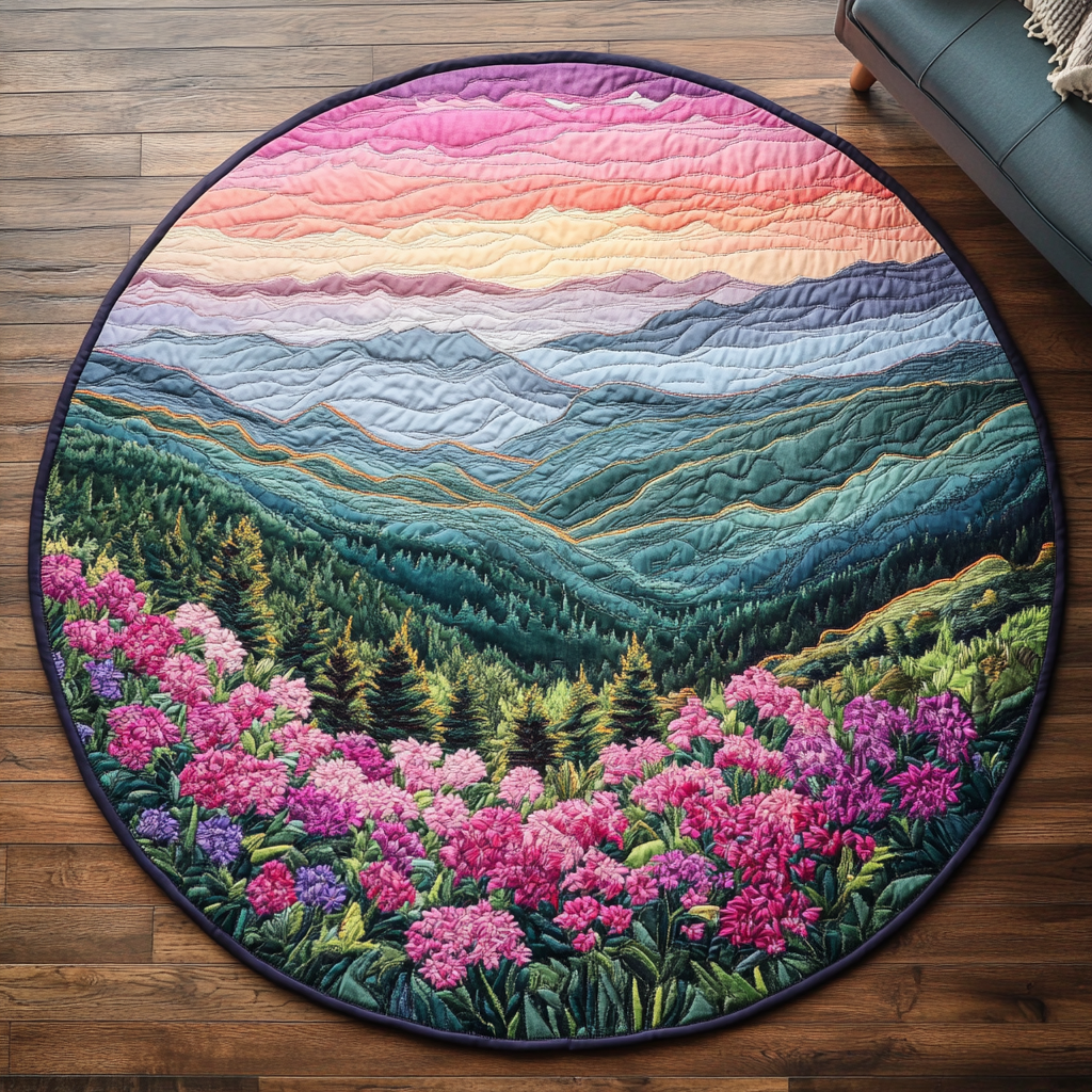 Scenic View Quilted Round Mat Foyer Christmas Decor Gifts For Sunflower Lovers