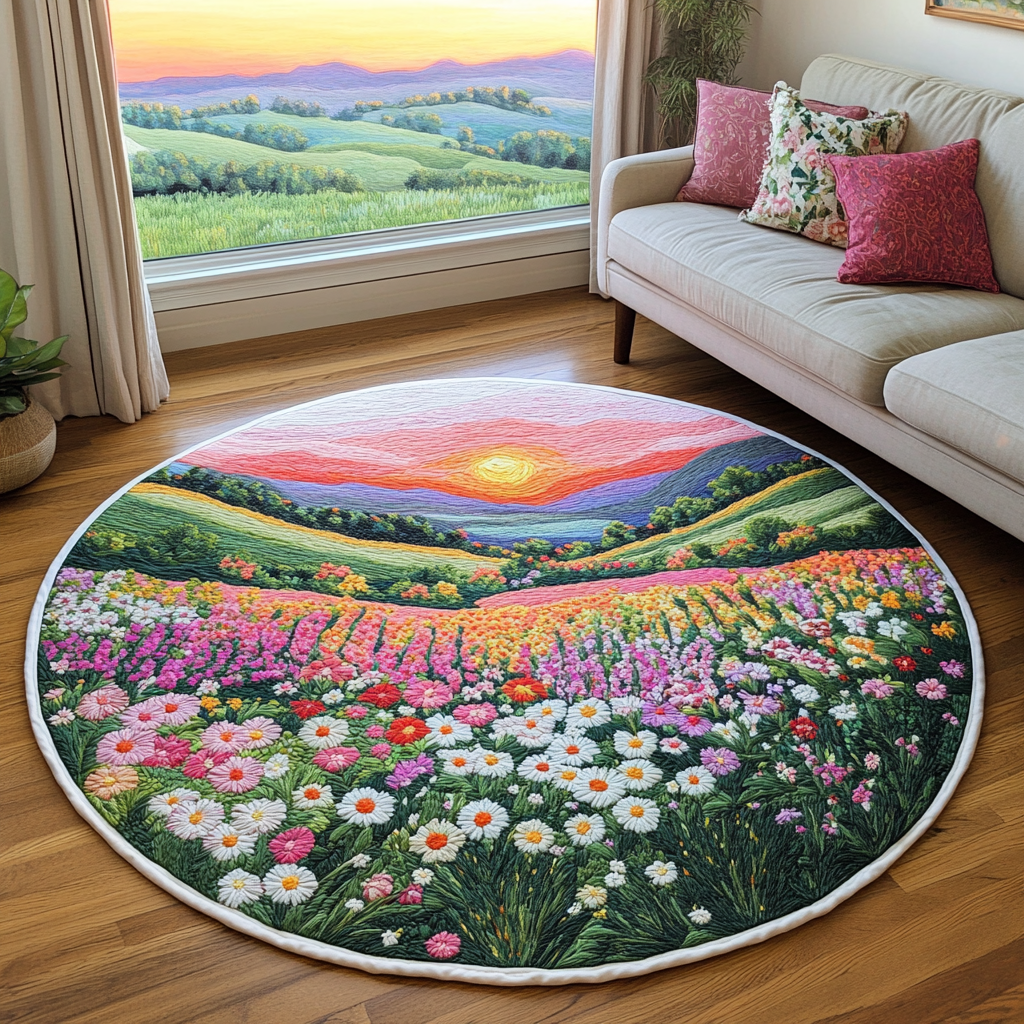 Scenic Vista Quilted Round Mat Christmas Decor For Entryway Sunflower Presents Merchandise