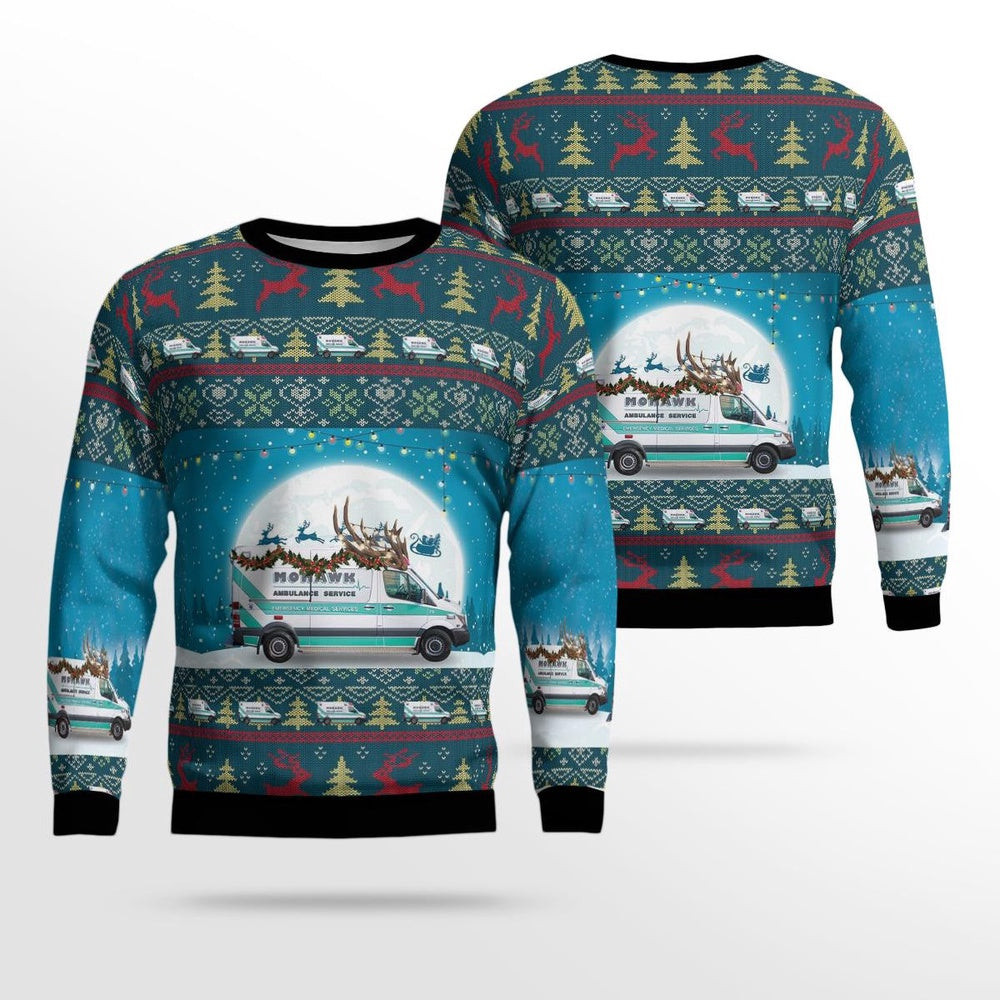 Schenectady New York Mohawk Ambulance Service Capital District AOP Ugly Sweater Unisex Christmas Gift