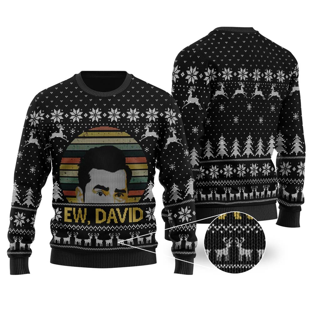 Schitts Ew David Creek Christmas Sweater Black Cute Christmas Sweatshirt for Holiday Spirit
