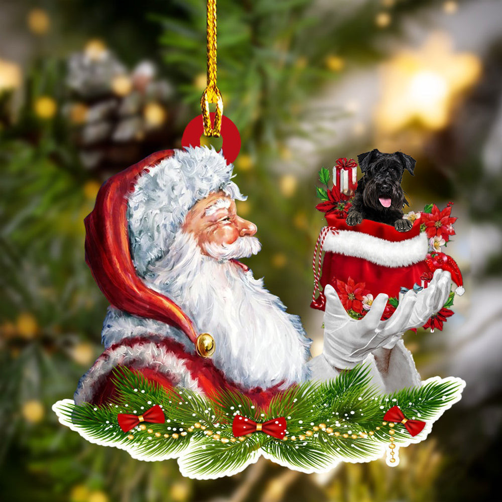 Schnauzer and Santa Christmas Ornament for Dog Lovers Dog Mom Acrylic Dog Ornament