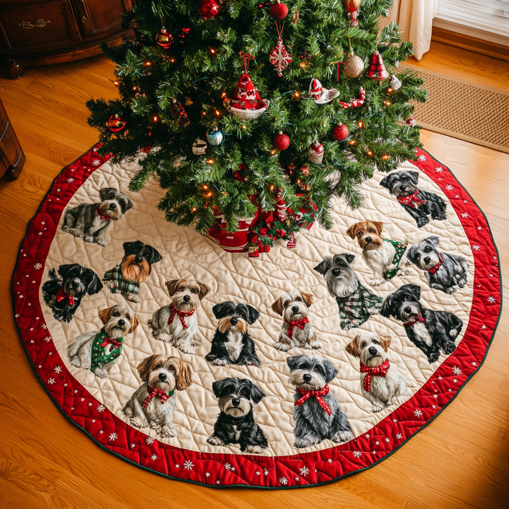 Schnauzer Christmas Bliss Christmas Quilted Tree Skirt Perfect Tree Skirt Gift for Mom or Grandma