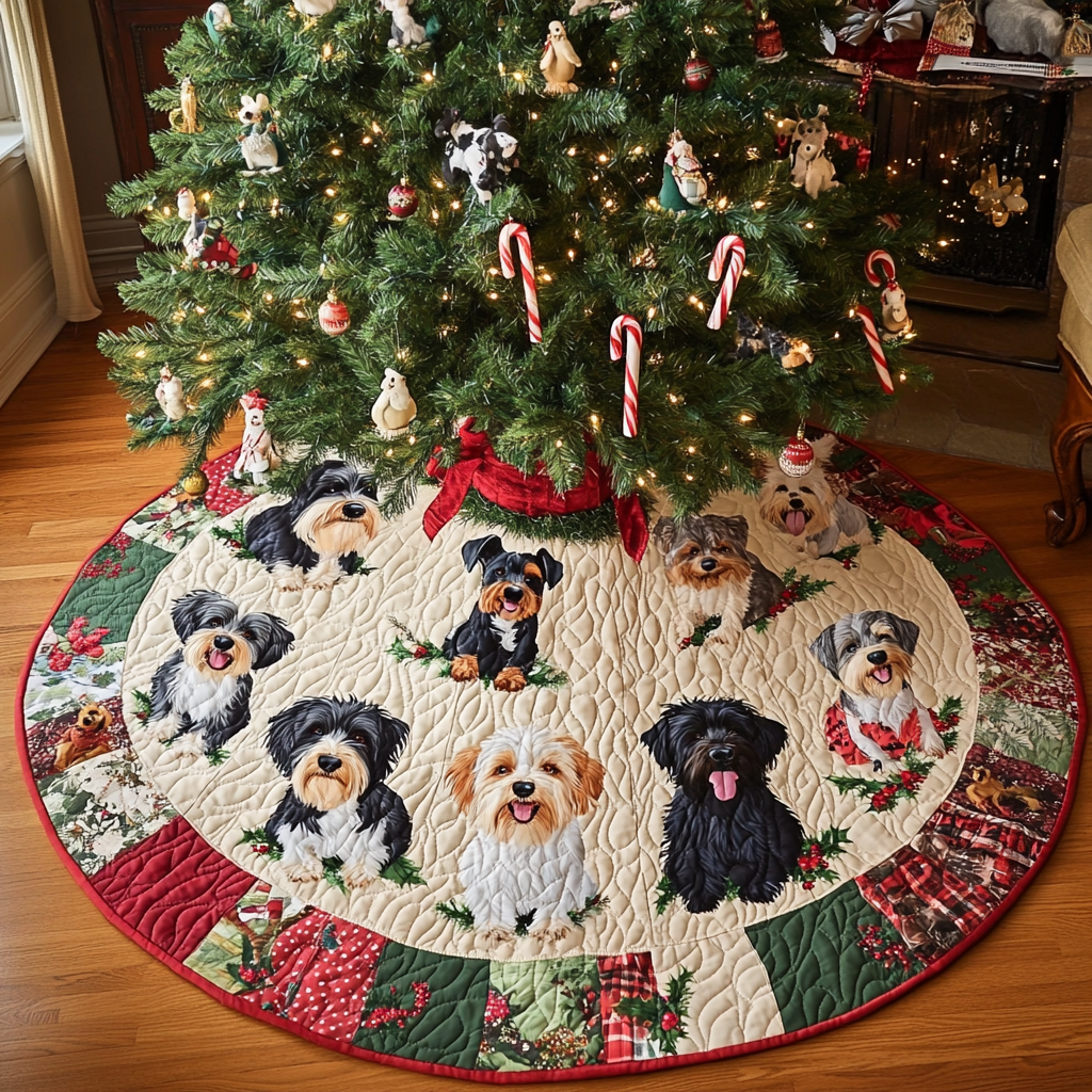 Schnauzer Christmas Delight Christmas Quilted Tree Skirt Perfect Holiday Gift for Home Decor Lovers
