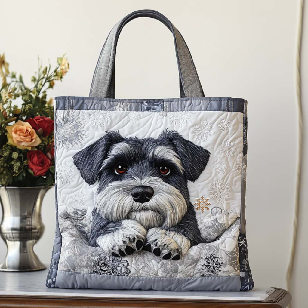 Schnauzer Cute Gaze Quilted Tote Bag Dog Owners Gifts Birthday Ideas