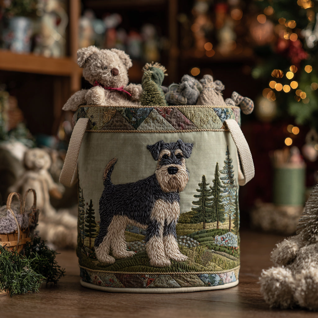 Schnauzer Heritage Quilted Laundry Basket Durable Quilted Laundry Basket for Home Organization