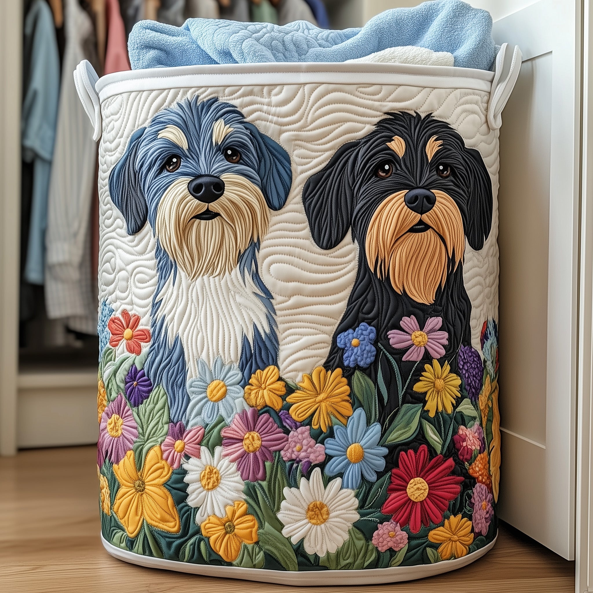 Schnauzer Joy Quilted Laundry Basket French Bulldog Christmas Gifts
