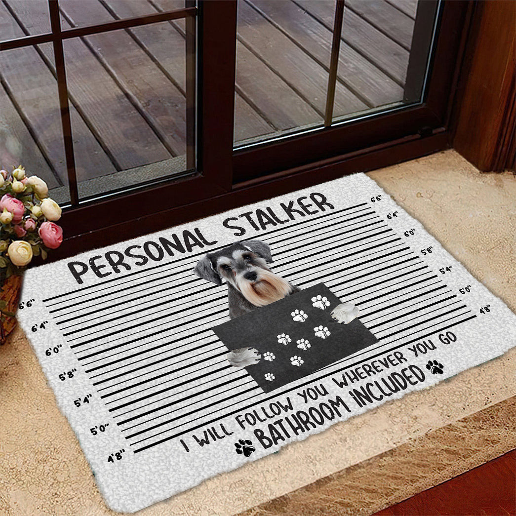 Schnauzer Personal Stalker Doormat Front Door Christmas Decorations Dog Person Gifts