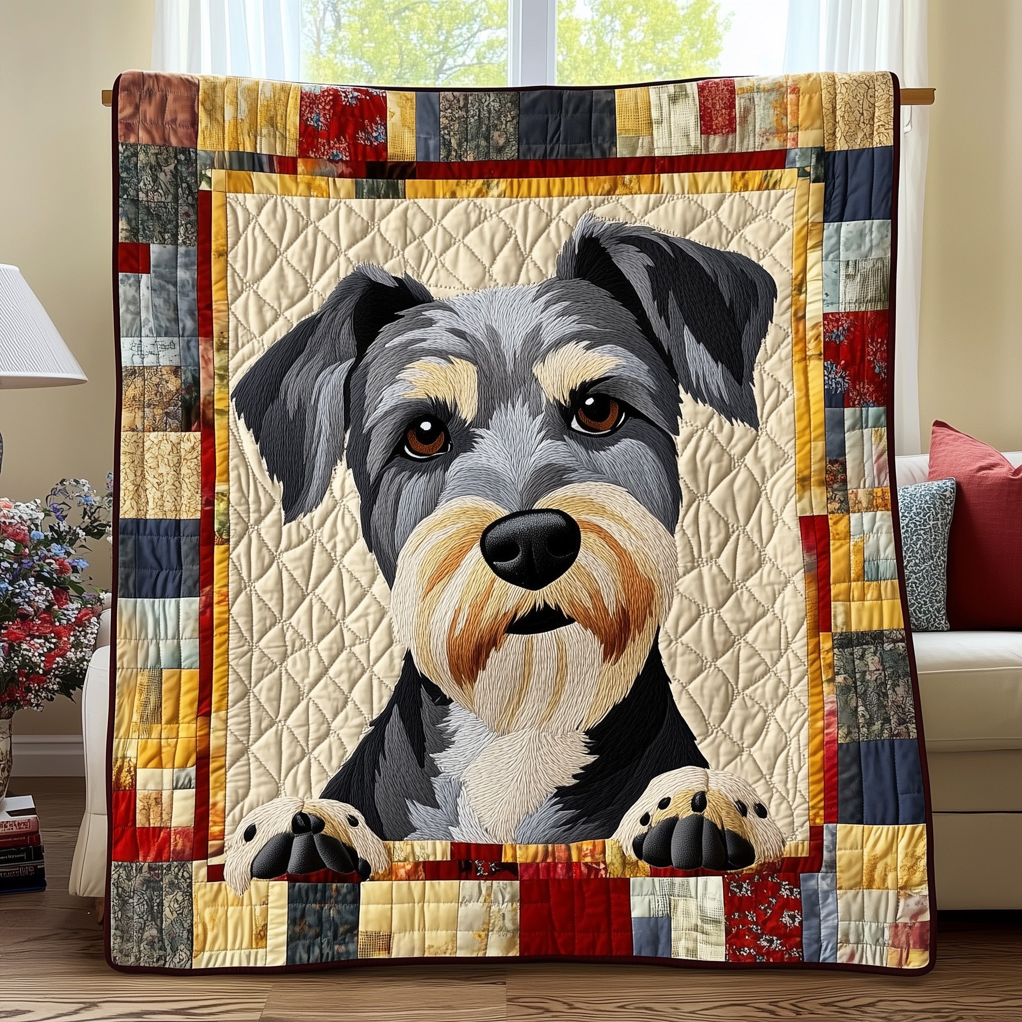 Schnauzer Quilted Blanket Best Couch Throw BlanketCool Gifts For Dog Owners