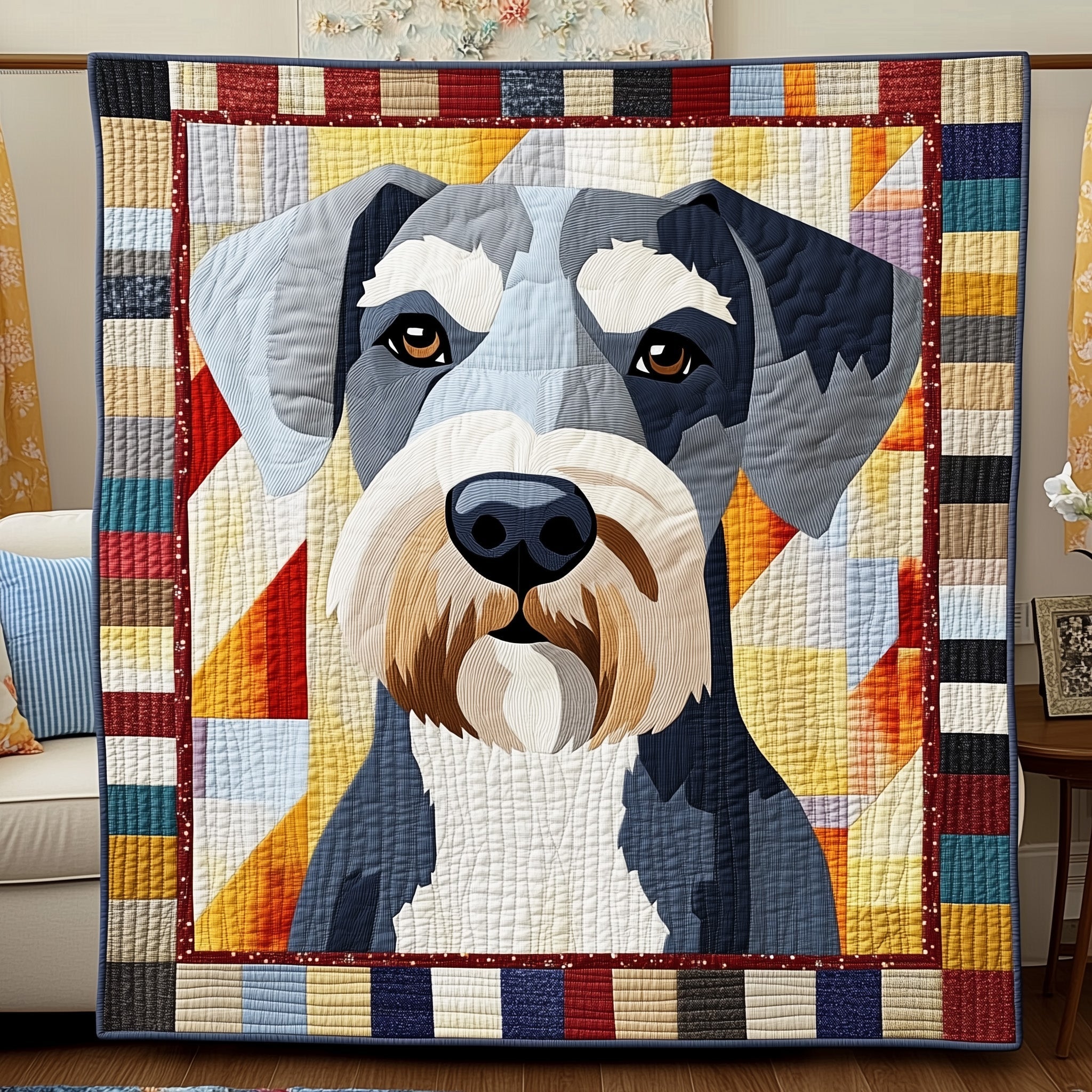 Schnauzer Quilted Blanket Nice Throw BlanketDog Lover Gifts For Him