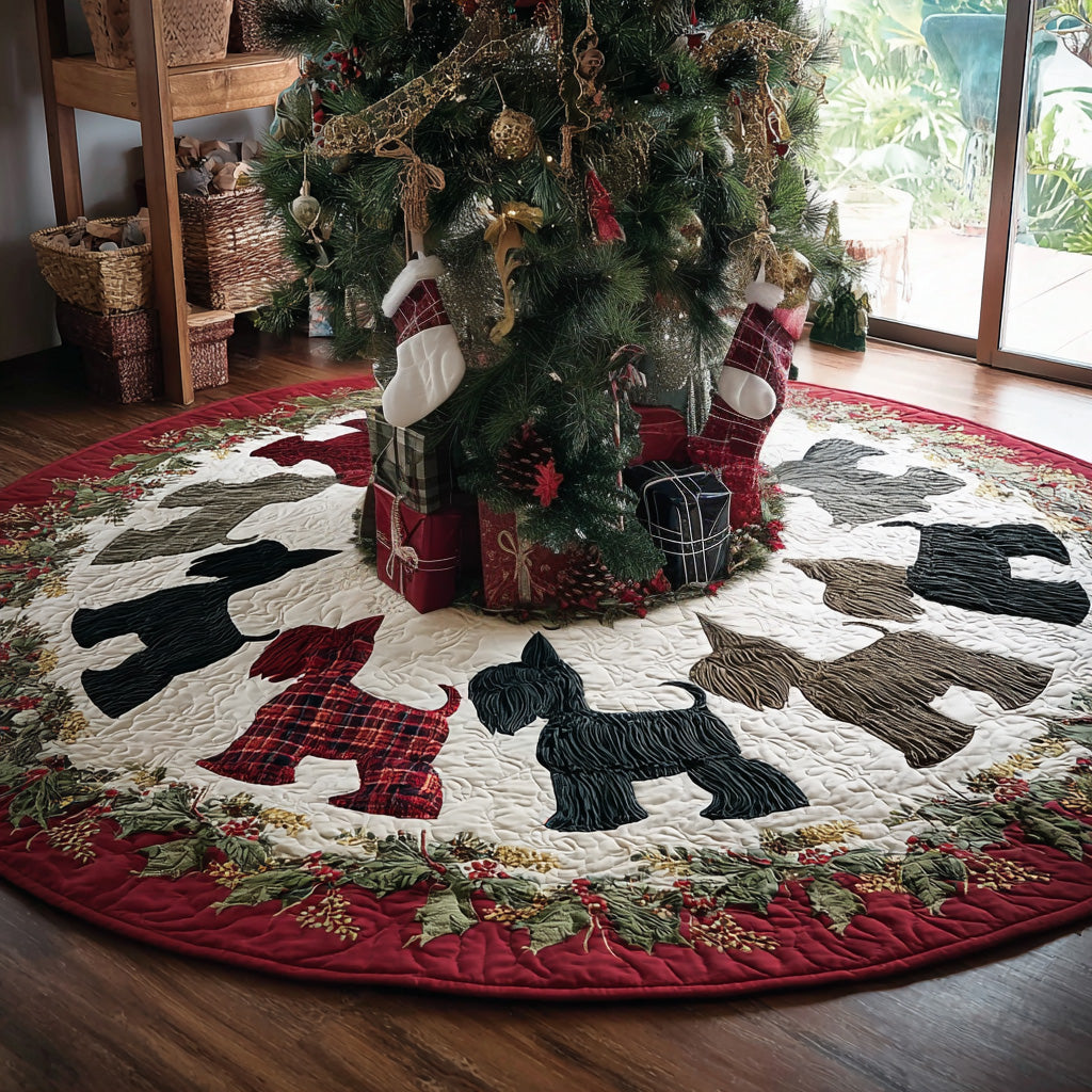 Schnauzer Quilted Christmas Tree Skirt Winter Holiday Decor Dog Themed Gifts