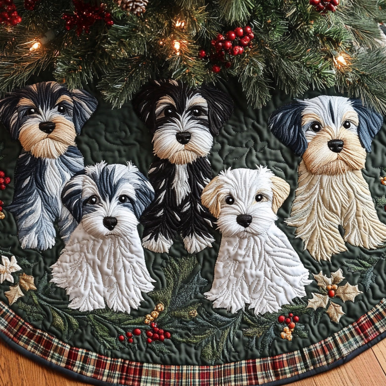 Schnauzer Quilted Christmas Tree Skirt Winter Holiday Decor Dog Themed Gifts