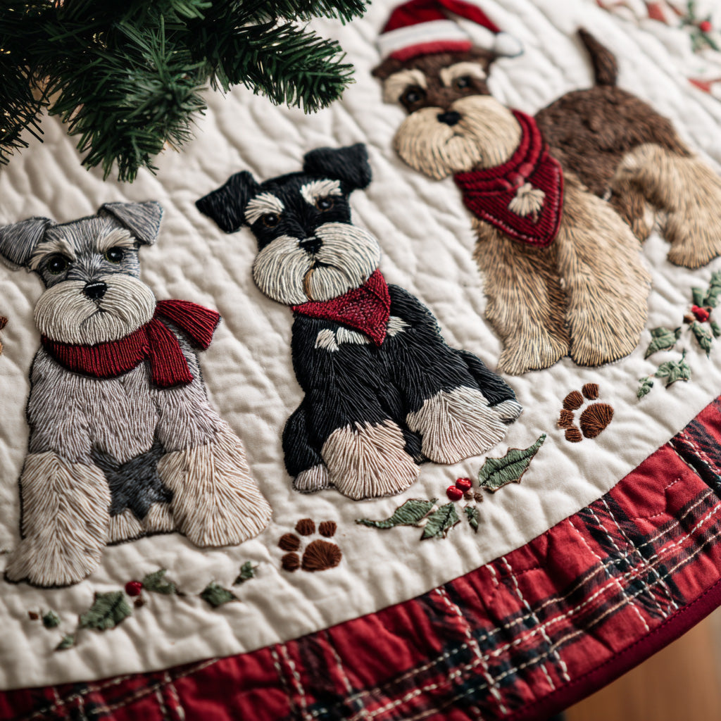 Schnauzer Quilted Christmas Tree Skirt Winter Holiday Decor Dog Themed Gifts