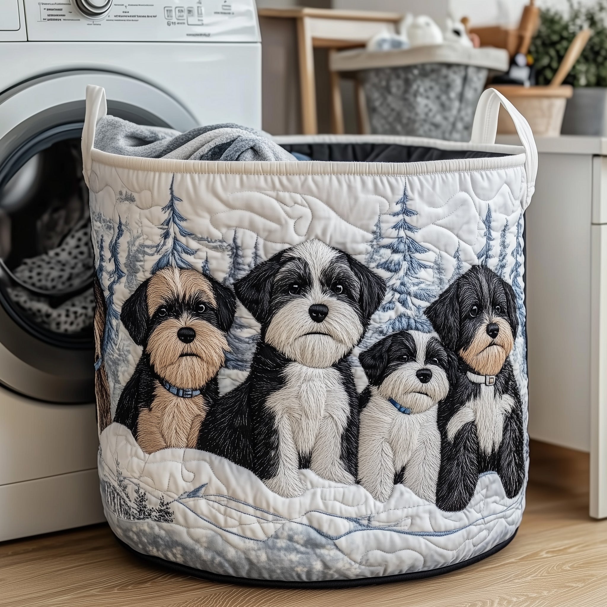 Schnauzer Quilted Laundry Basket Birthday Presents For Dog Lovers