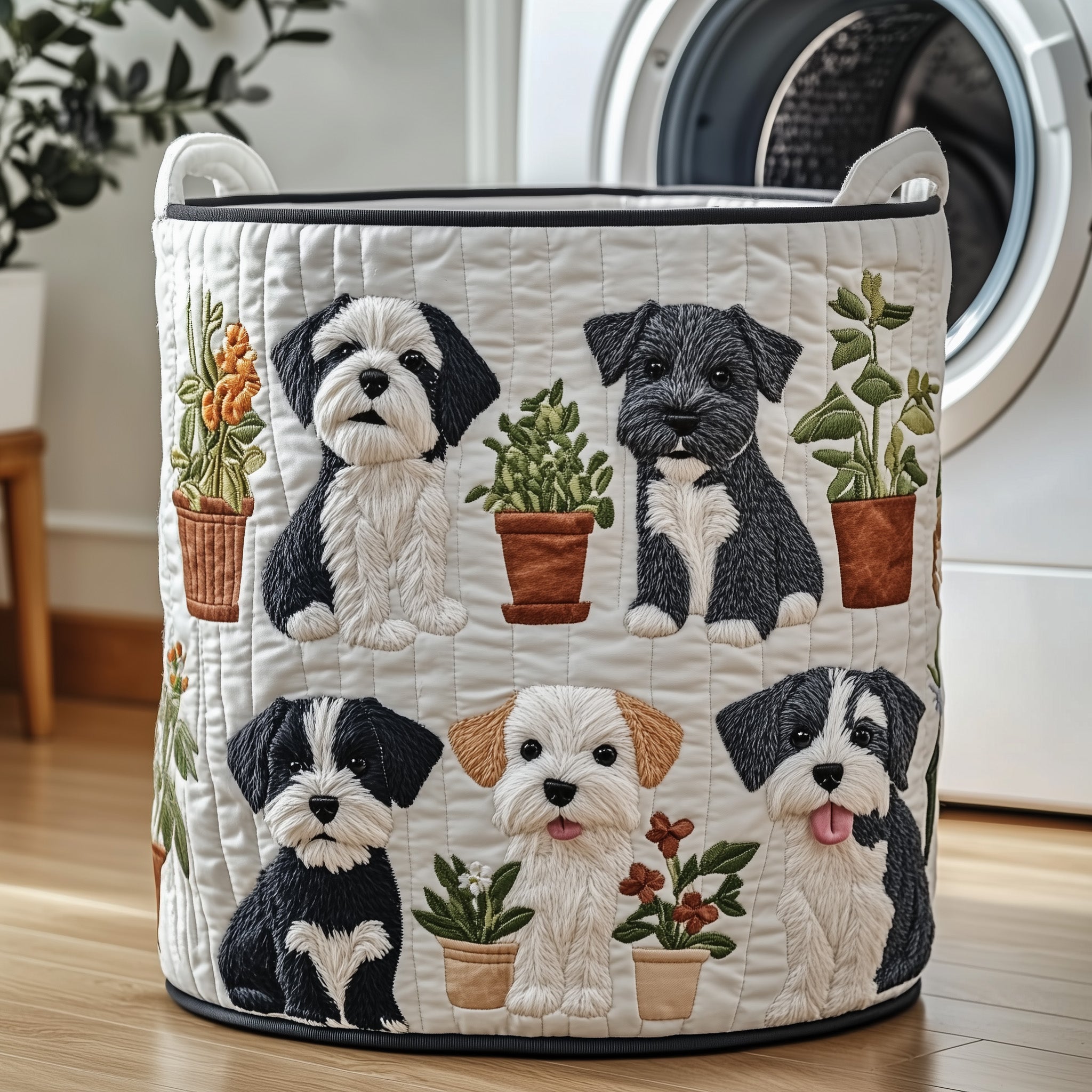 Schnauzer Quilted Laundry Basket Dog Mom Merchandise