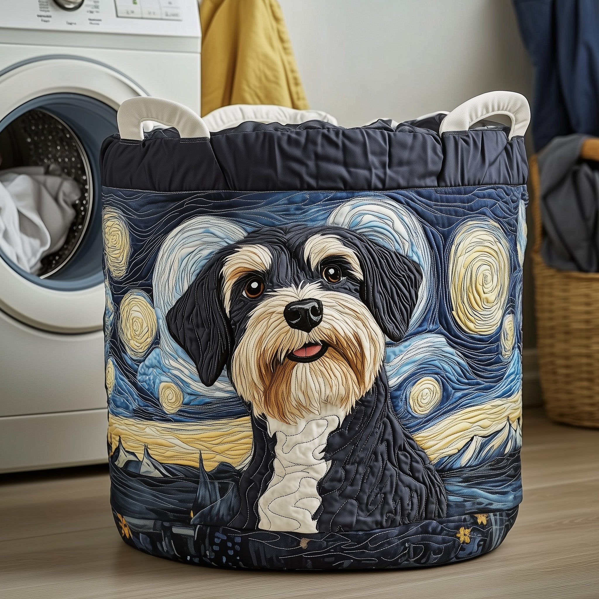 Schnauzer Quilted Laundry Basket Great Gift For Dog Owners
