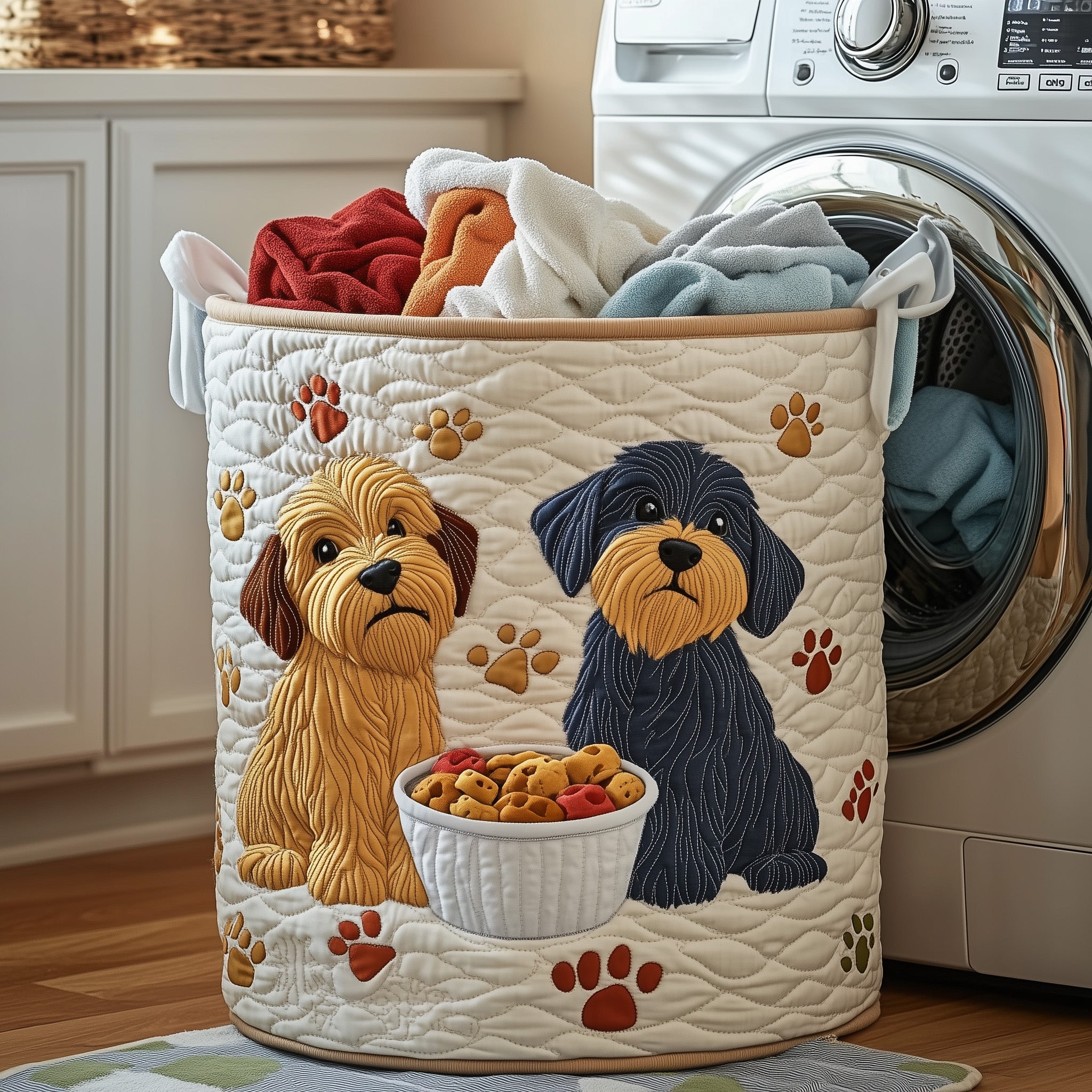 Schnauzer Quilted Laundry Basket Xmas Presents For Dog Owners