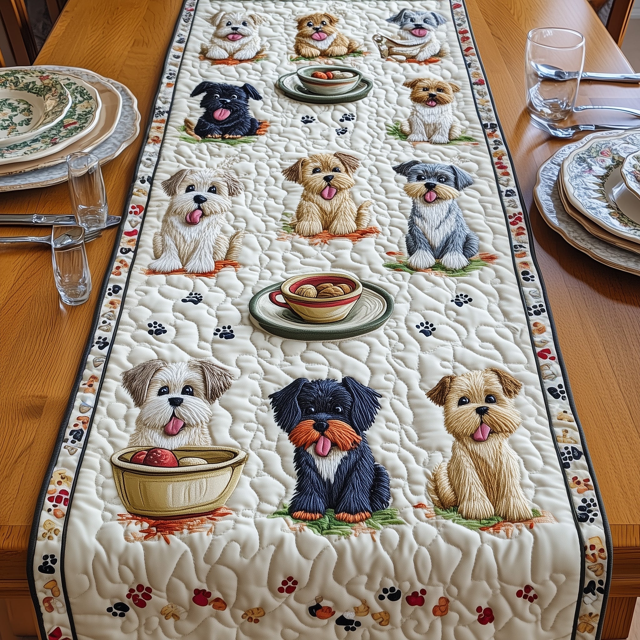 Schnauzer Quilted Table Runner Christmas Table Runner Decoration
