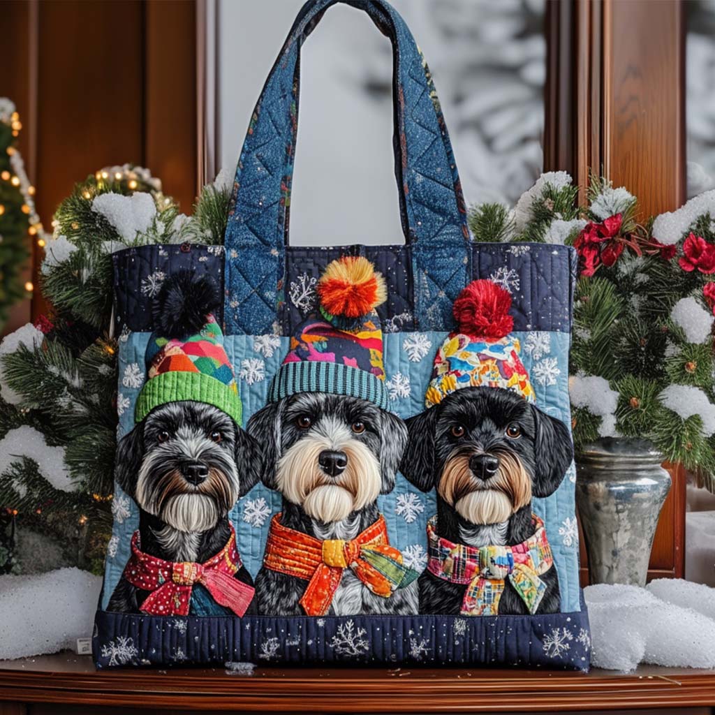 Schnauzer Snow Day Quilted Tote Bag Sea Ocean Themed Gifts