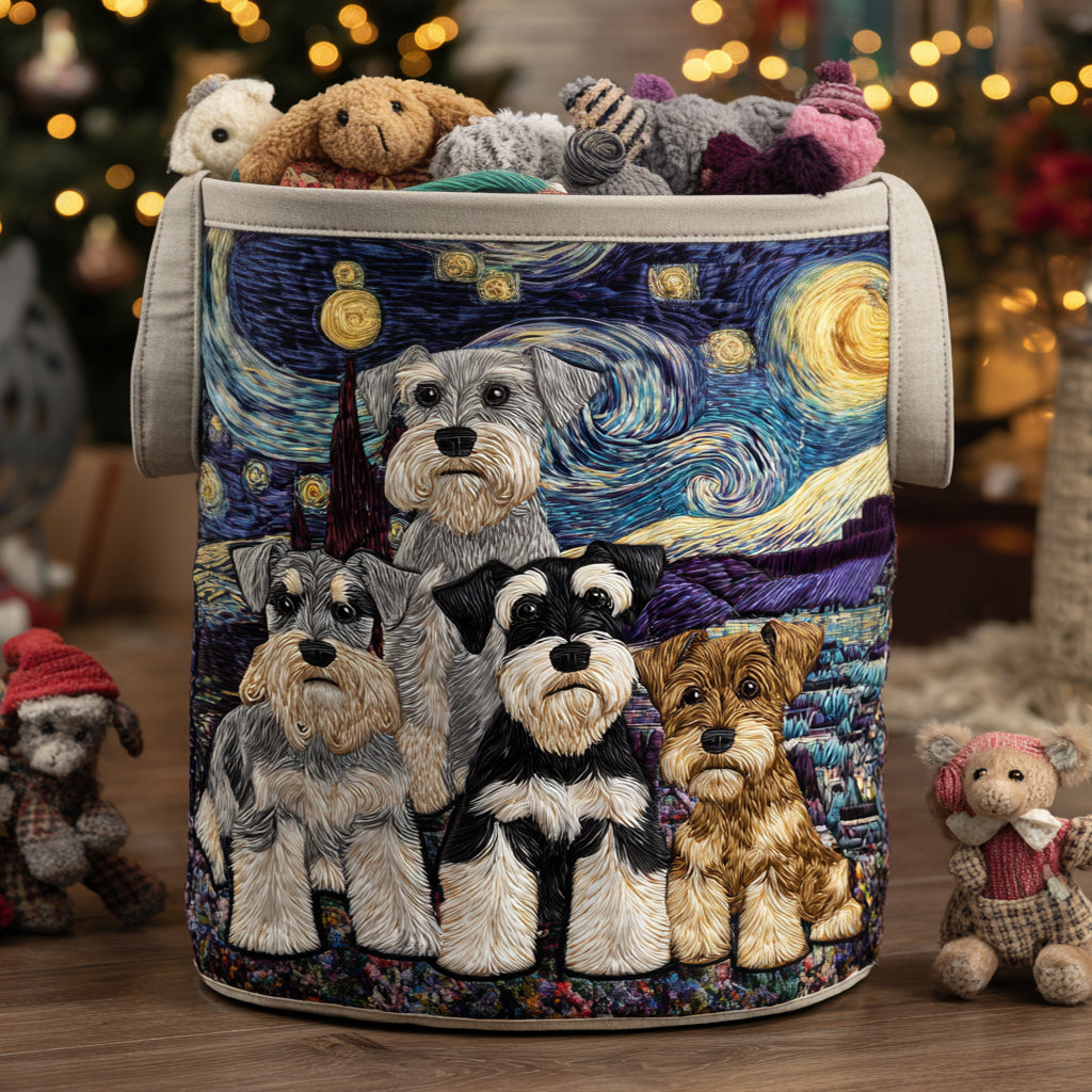 Schnauzer Spirit Quilted Laundry Basket Practical Home Storage Gift with Quilted Design