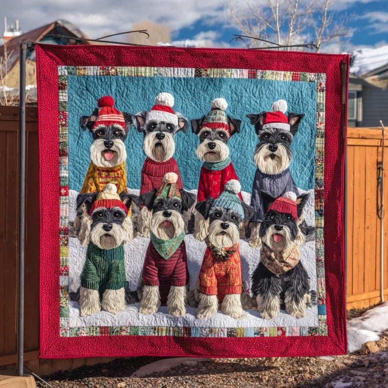 Schnauzers In Winter Quilted Blanket Christmas Blanket Things To Get For Christmas
